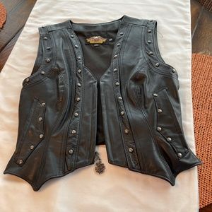 Black Leather Harley Davidson vest